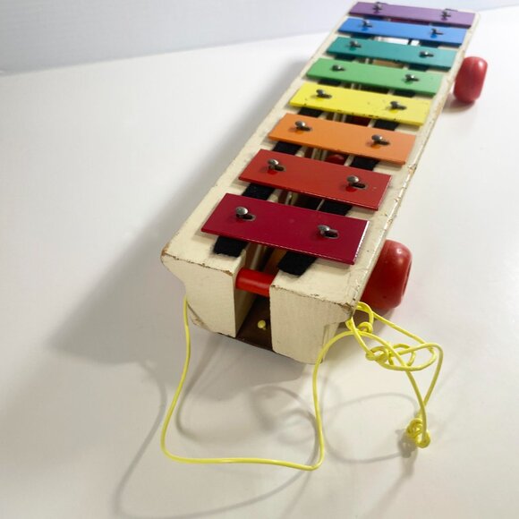 Vtg 1964 Fisher Price Pull A Tune Xylophone Musical Pull Toy Working No Mallet - Picture 5 of 7